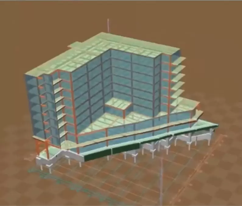 商業施設を併設したホテルの構造モデル