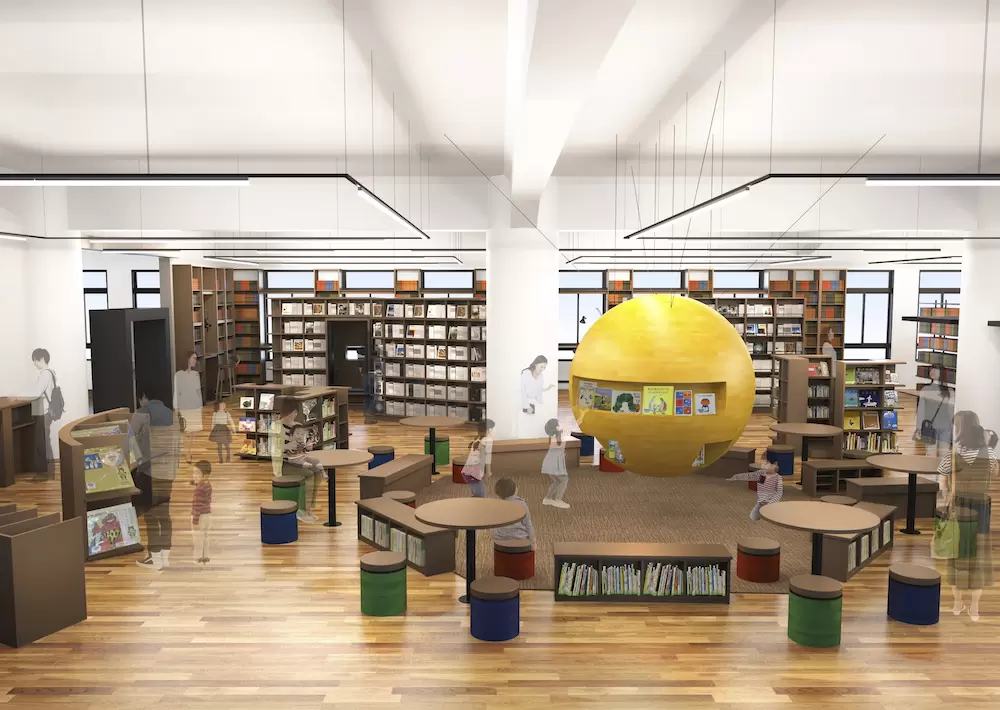 昭和初期の建物をリノベーションした三宮図書館。利用者が思い思いの場所を選んで読書を楽しめます。