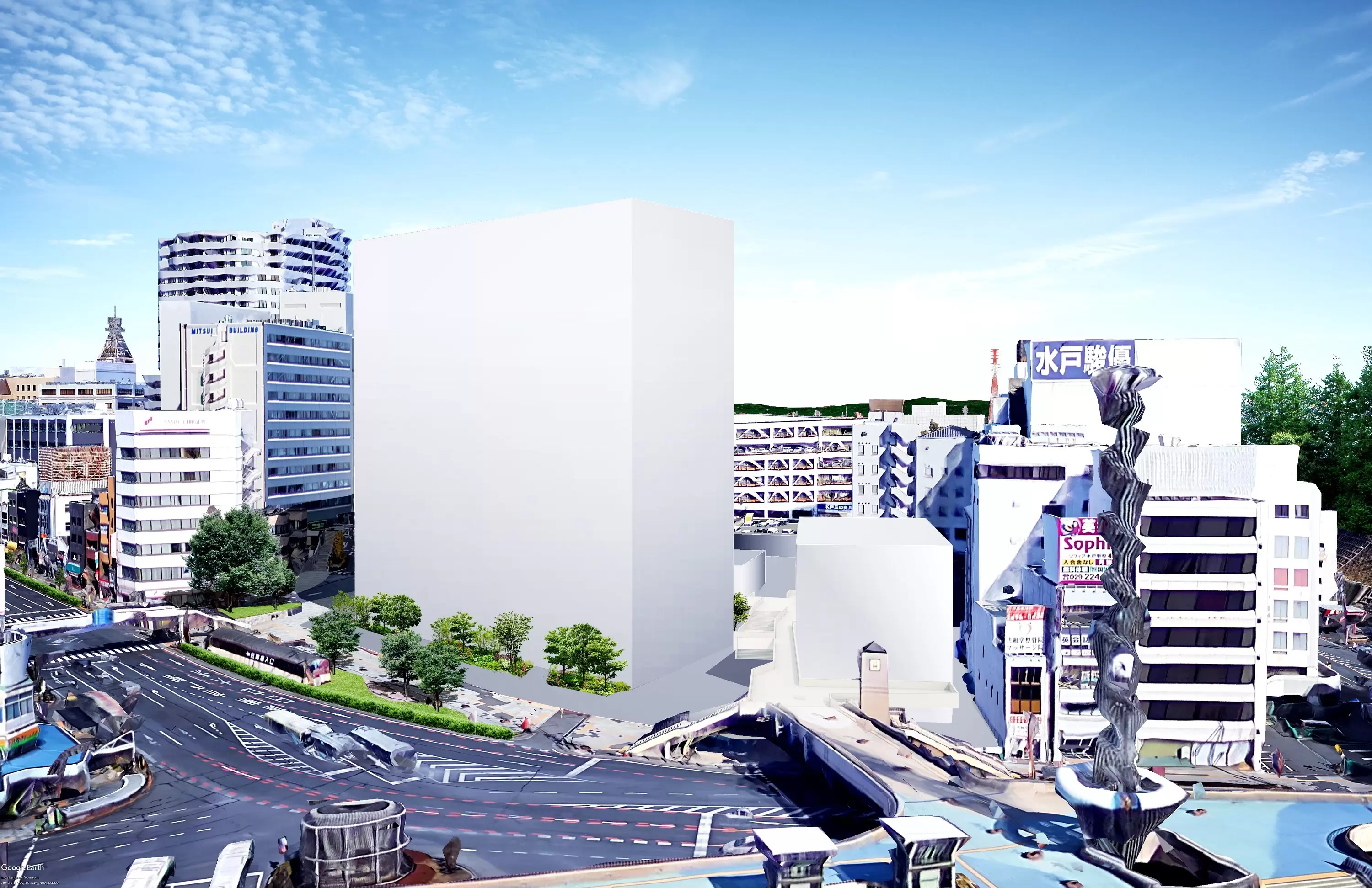 再開発事業推進中のプロジェクトの一例です。※パースは他社作成